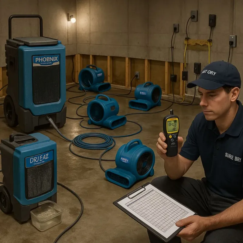 Structural Drying and Dehumidification process in Bernice, LA